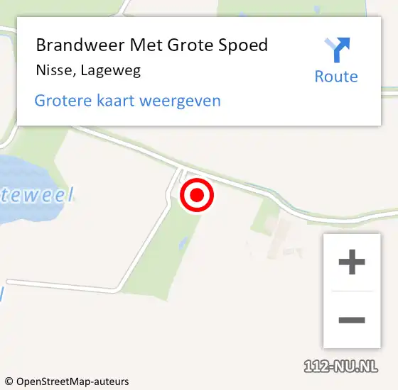 Locatie op kaart van de 112 melding: Brandweer Met Grote Spoed Naar Nisse, Lageweg op 12 augustus 2014 06:50