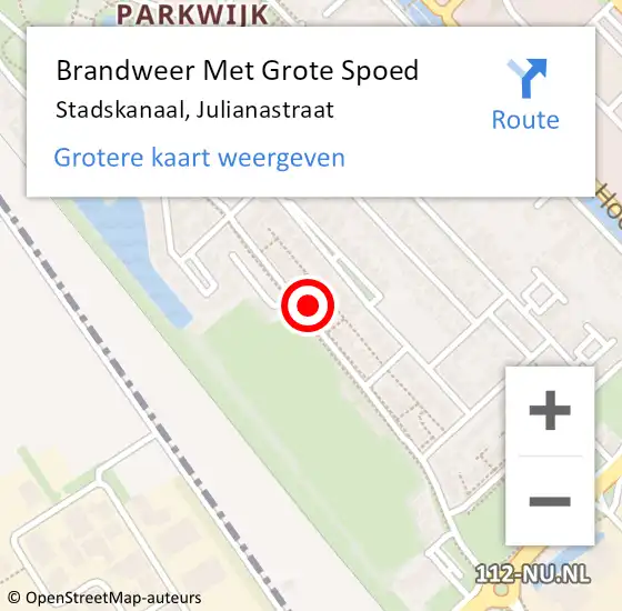 Locatie op kaart van de 112 melding: Brandweer Met Grote Spoed Naar Stadskanaal, Julianastraat op 14 januari 2023 04:33