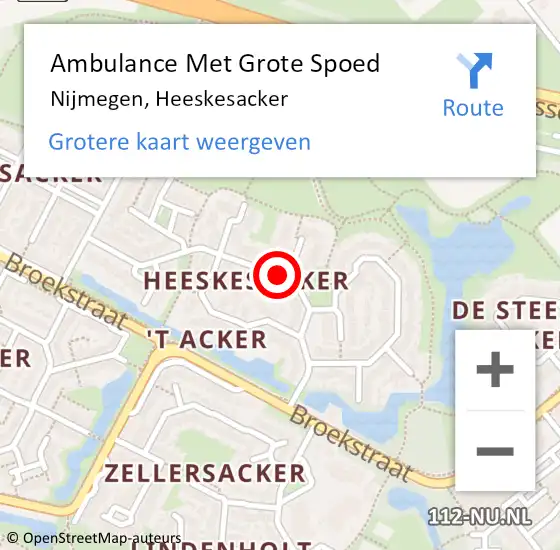 Locatie op kaart van de 112 melding: Ambulance Met Grote Spoed Naar Nijmegen, Heeskesacker op 14 januari 2023 04:53