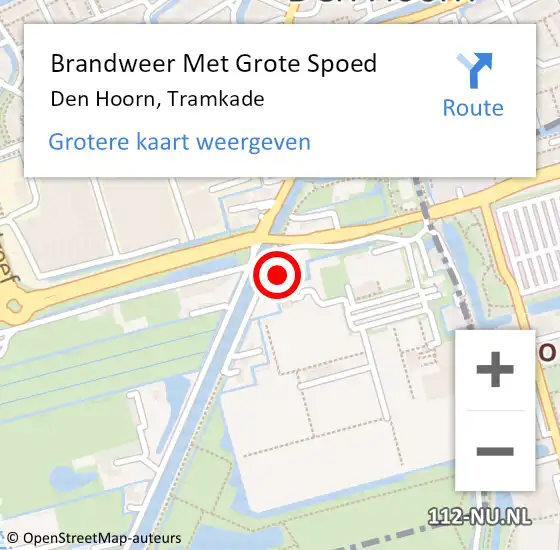 Locatie op kaart van de 112 melding: Brandweer Met Grote Spoed Naar Den Hoorn, Tramkade op 14 januari 2023 06:12