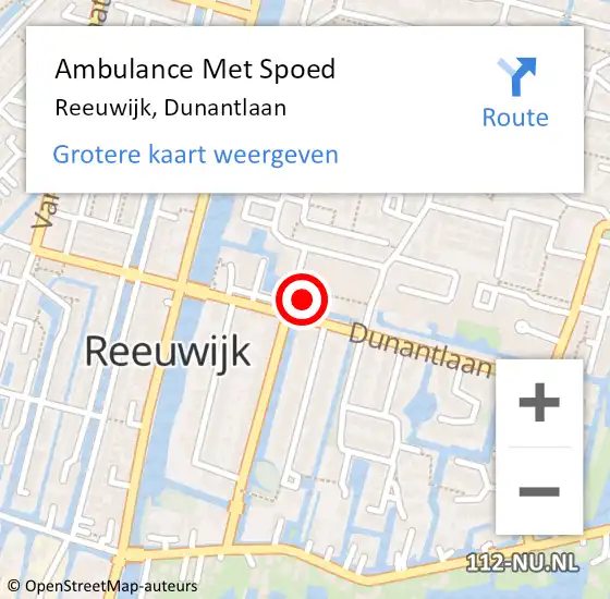 Locatie op kaart van de 112 melding: Ambulance Met Spoed Naar Reeuwijk, Dunantlaan op 14 januari 2023 06:41