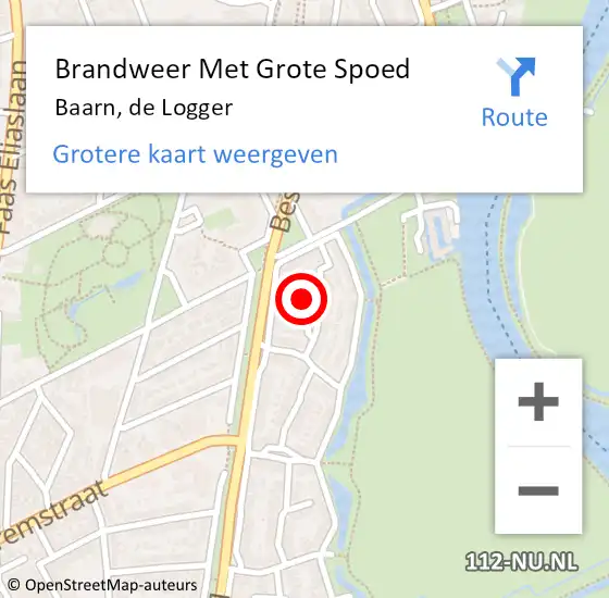 Locatie op kaart van de 112 melding: Brandweer Met Grote Spoed Naar Baarn, de Logger op 14 januari 2023 07:22