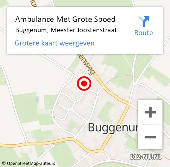 Locatie op kaart van de 112 melding: Ambulance Met Grote Spoed Naar Buggenum, Meester Joostenstraat op 14 januari 2023 08:09
