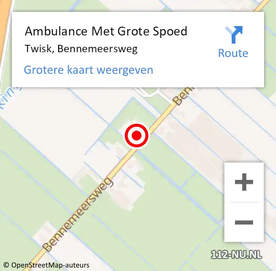 Locatie op kaart van de 112 melding: Ambulance Met Grote Spoed Naar Twisk, Bennemeersweg op 14 januari 2023 08:29