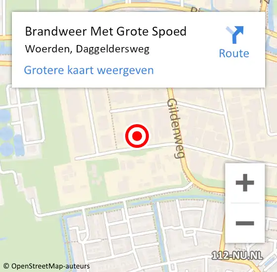 Locatie op kaart van de 112 melding: Brandweer Met Grote Spoed Naar Woerden, Daggeldersweg op 14 januari 2023 09:14