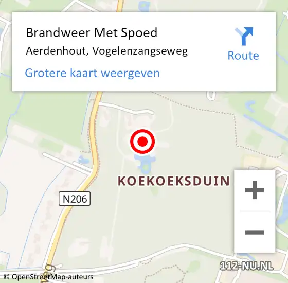 Locatie op kaart van de 112 melding: Brandweer Met Spoed Naar Aerdenhout, Vogelenzangseweg op 14 januari 2023 09:18