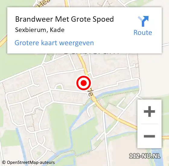 Locatie op kaart van de 112 melding: Brandweer Met Grote Spoed Naar Sexbierum, Kade op 14 januari 2023 09:40