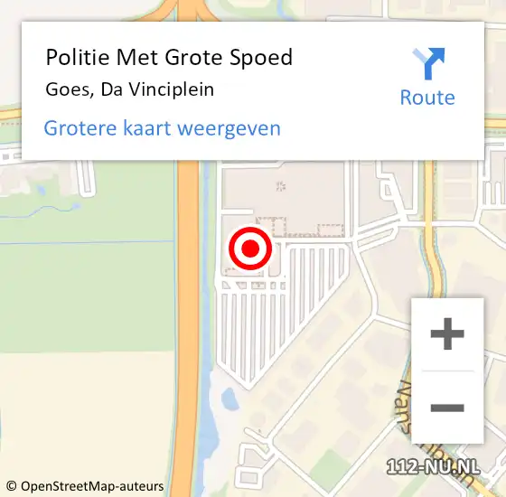 Locatie op kaart van de 112 melding: Politie Met Grote Spoed Naar Goes, Da Vinciplein op 14 januari 2023 10:11