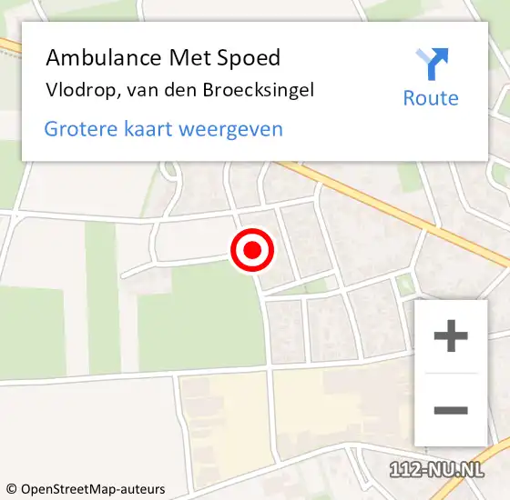 Locatie op kaart van de 112 melding: Ambulance Met Spoed Naar Vlodrop, van den Broecksingel op 14 januari 2023 11:19