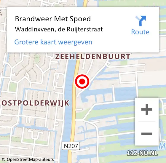 Locatie op kaart van de 112 melding: Brandweer Met Spoed Naar Waddinxveen, de Ruijterstraat op 14 januari 2023 11:20