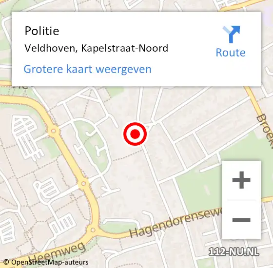 Locatie op kaart van de 112 melding: Politie Veldhoven, Kapelstraat-Noord op 14 januari 2023 11:52