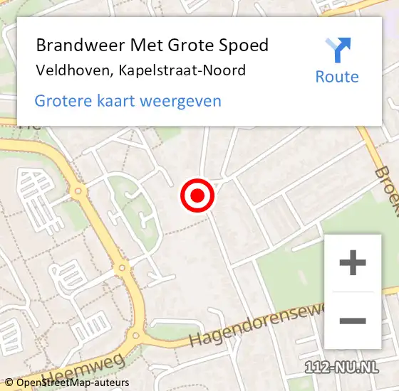 Locatie op kaart van de 112 melding: Brandweer Met Grote Spoed Naar Veldhoven, Kapelstraat-Noord op 14 januari 2023 11:52