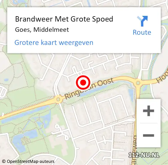 Locatie op kaart van de 112 melding: Brandweer Met Grote Spoed Naar Goes, Middelmeet op 14 januari 2023 12:00