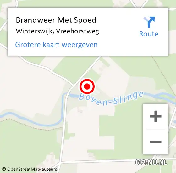 Locatie op kaart van de 112 melding: Brandweer Met Spoed Naar Winterswijk, Vreehorstweg op 14 januari 2023 12:02