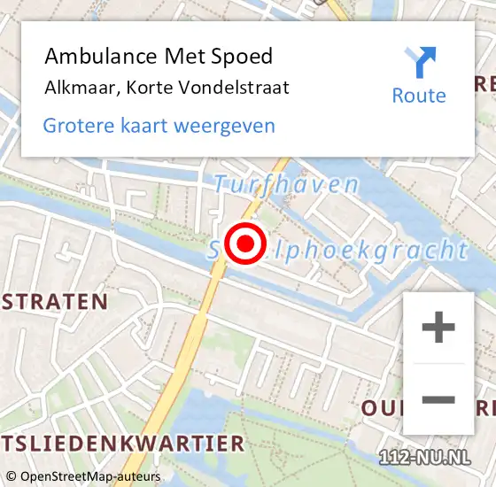 Locatie op kaart van de 112 melding: Ambulance Met Spoed Naar Alkmaar, Korte Vondelstraat op 14 januari 2023 12:29