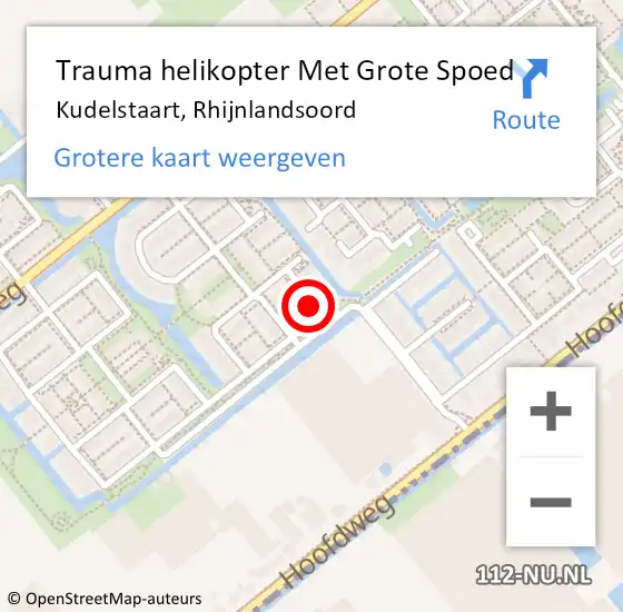 Locatie op kaart van de 112 melding: Trauma helikopter Met Grote Spoed Naar Kudelstaart, Rhijnlandsoord op 14 januari 2023 12:37