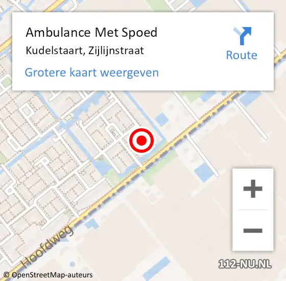 Locatie op kaart van de 112 melding: Ambulance Met Spoed Naar Kudelstaart, Zijlijnstraat op 14 januari 2023 13:23