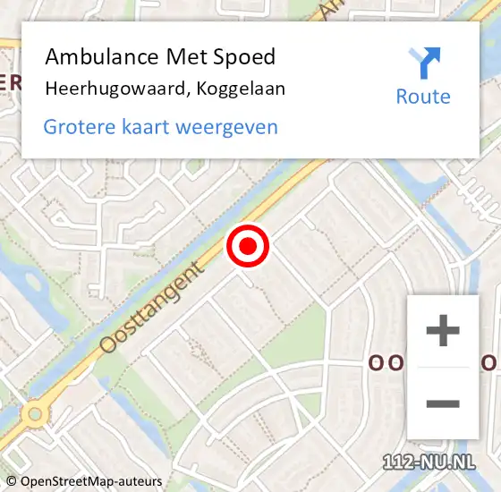 Locatie op kaart van de 112 melding: Ambulance Met Spoed Naar Heerhugowaard, Koggelaan op 14 januari 2023 13:30