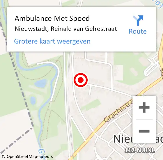 Locatie op kaart van de 112 melding: Ambulance Met Spoed Naar Nieuwstadt, Reinald van Gelrestraat op 11 oktober 2013 10:46