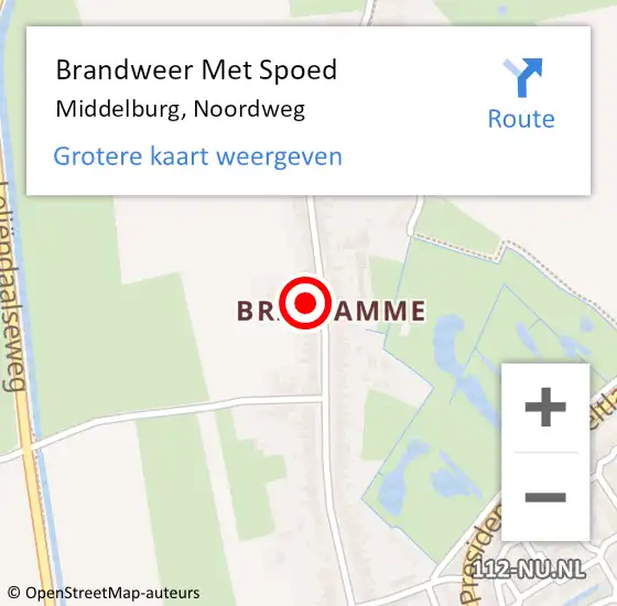 Locatie op kaart van de 112 melding: Brandweer Met Spoed Naar Middelburg, Noordweg op 14 januari 2023 13:53