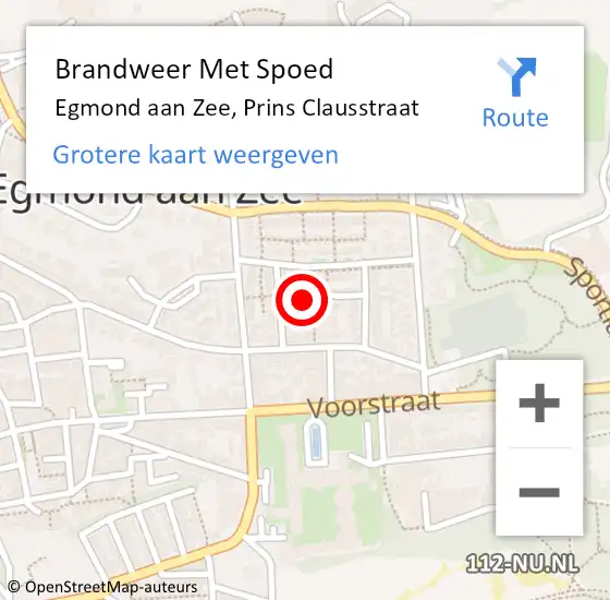 Locatie op kaart van de 112 melding: Brandweer Met Spoed Naar Egmond aan Zee, Prins Clausstraat op 14 januari 2023 14:00