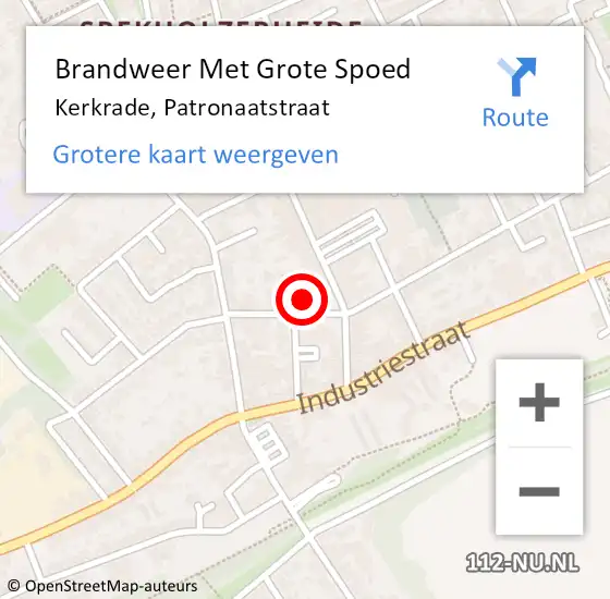 Locatie op kaart van de 112 melding: Brandweer Met Grote Spoed Naar Kerkrade, Patronaatstraat op 14 januari 2023 14:16