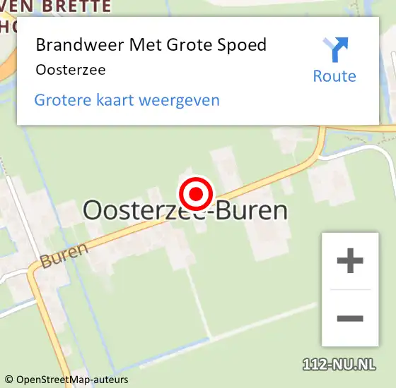 Locatie op kaart van de 112 melding: Brandweer Met Grote Spoed Naar Oosterzee op 14 januari 2023 14:33