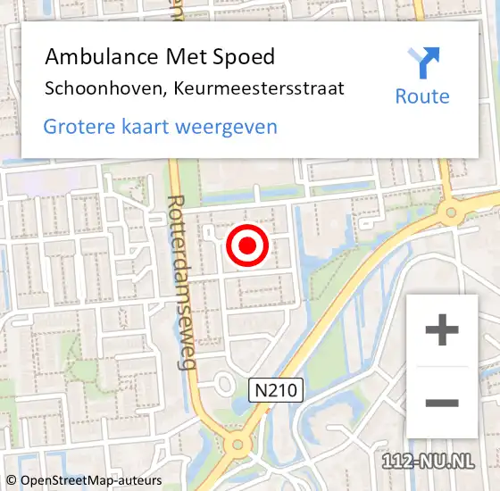 Locatie op kaart van de 112 melding: Ambulance Met Spoed Naar Schoonhoven, Keurmeestersstraat op 14 januari 2023 14:46