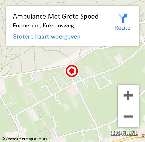 Locatie op kaart van de 112 melding: Ambulance Met Grote Spoed Naar Formerum, Koksbosweg op 12 augustus 2014 08:08