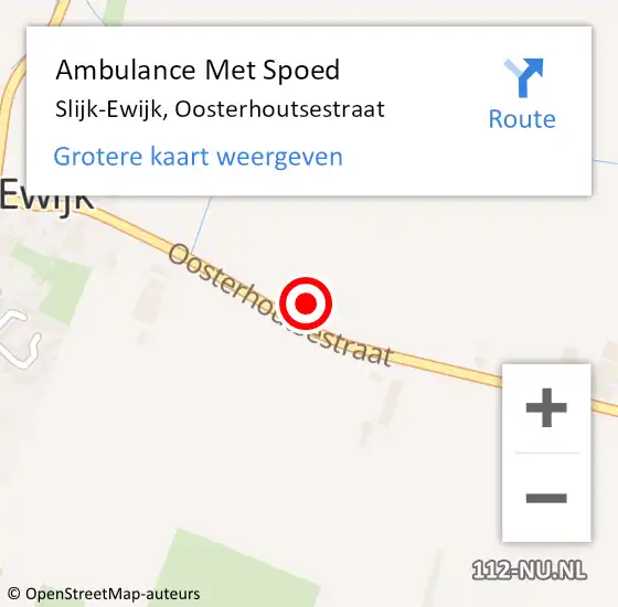 Locatie op kaart van de 112 melding: Ambulance Met Spoed Naar Slijk-Ewijk, Oosterhoutsestraat op 14 januari 2023 15:11