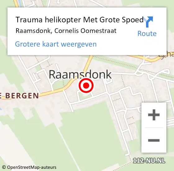 Locatie op kaart van de 112 melding: Trauma helikopter Met Grote Spoed Naar Raamsdonk, Cornelis Oomestraat op 14 januari 2023 15:14