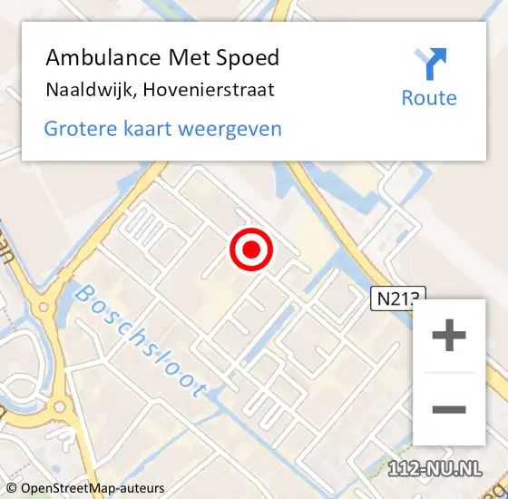 Locatie op kaart van de 112 melding: Ambulance Met Spoed Naar Naaldwijk, Hovenierstraat op 14 januari 2023 15:18