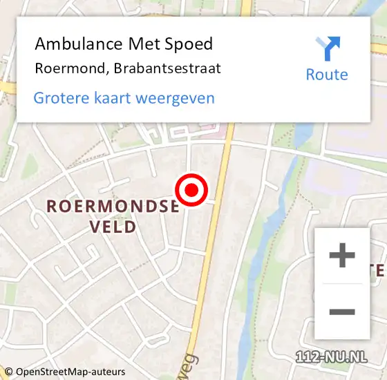 Locatie op kaart van de 112 melding: Ambulance Met Spoed Naar Roermond, Brabantsestraat op 14 januari 2023 15:18