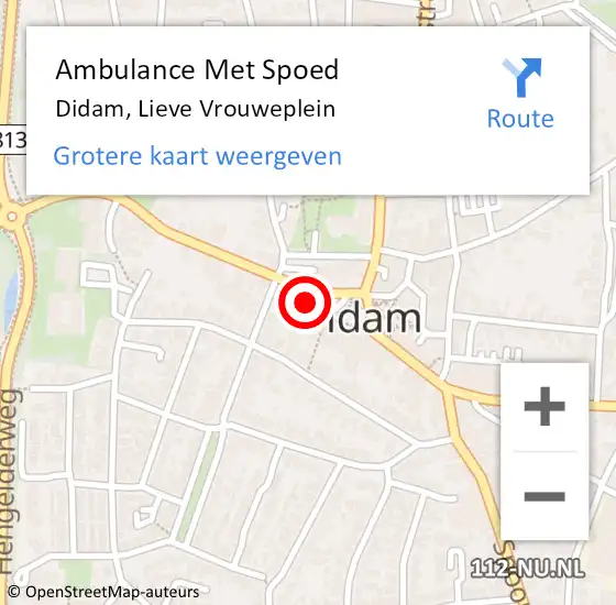 Locatie op kaart van de 112 melding: Ambulance Met Spoed Naar Didam, Lieve Vrouweplein op 14 januari 2023 15:35