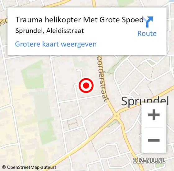 Locatie op kaart van de 112 melding: Trauma helikopter Met Grote Spoed Naar Sprundel, Aleidisstraat op 14 januari 2023 15:38