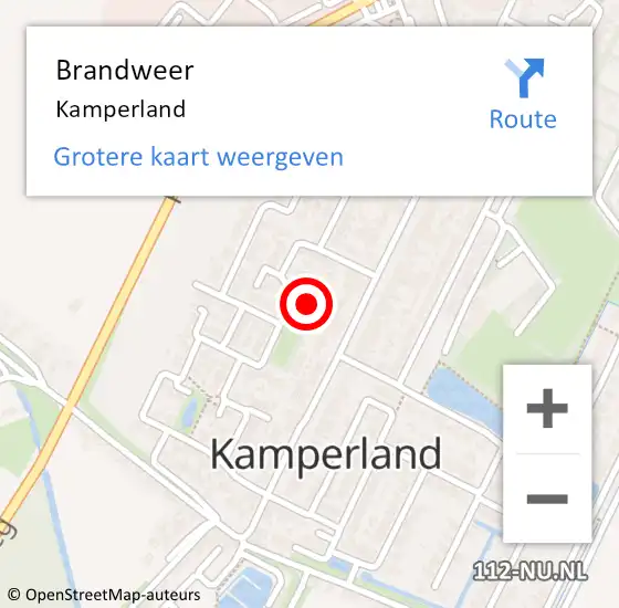 Locatie op kaart van de 112 melding: Brandweer Kamperland op 14 januari 2023 15:44