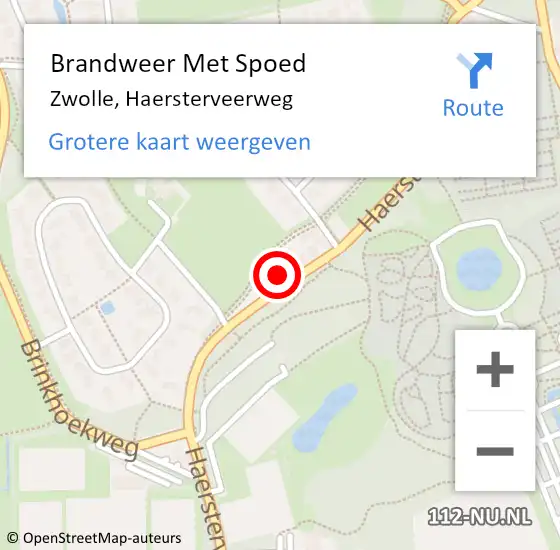 Locatie op kaart van de 112 melding: Brandweer Met Spoed Naar Zwolle, Haersterveerweg op 14 januari 2023 15:46