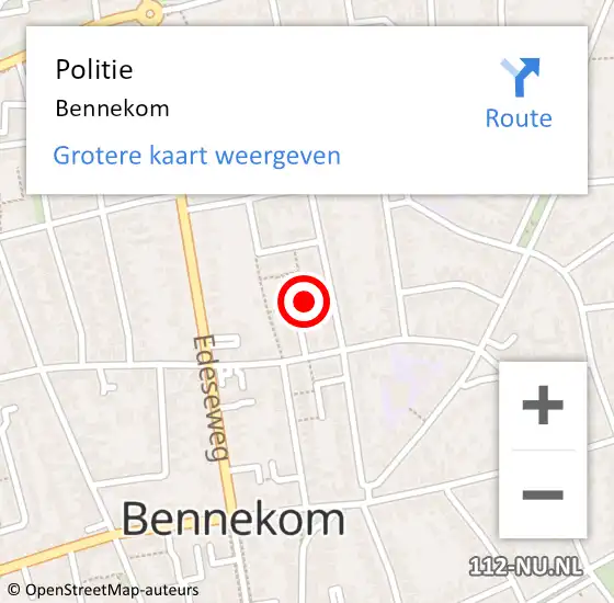 Locatie op kaart van de 112 melding: Politie Bennekom op 14 januari 2023 15:50