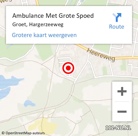 Locatie op kaart van de 112 melding: Ambulance Met Grote Spoed Naar Groet, Hargerzeeweg op 14 januari 2023 15:55