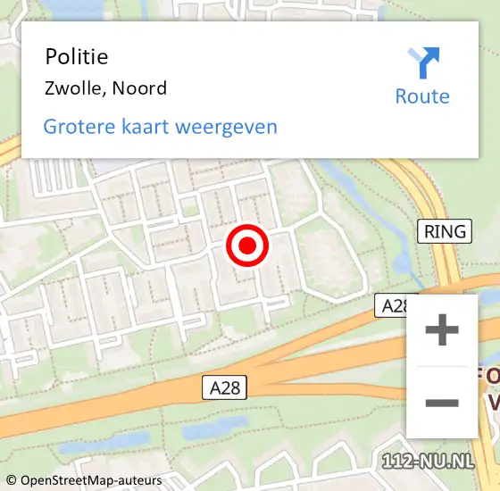 Locatie op kaart van de 112 melding: Politie Zwolle, Noord op 14 januari 2023 16:14