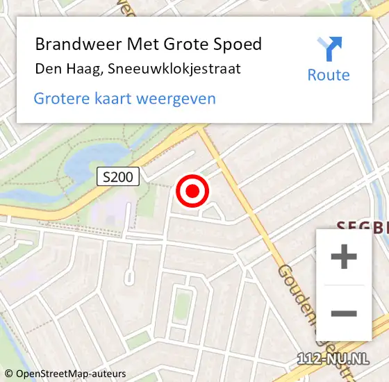 Locatie op kaart van de 112 melding: Brandweer Met Grote Spoed Naar Den Haag, Sneeuwklokjestraat op 14 januari 2023 16:15