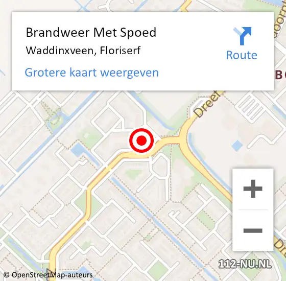 Locatie op kaart van de 112 melding: Brandweer Met Spoed Naar Waddinxveen, Floriserf op 14 januari 2023 16:17