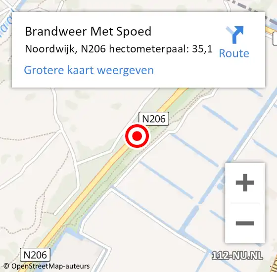 Locatie op kaart van de 112 melding: Brandweer Met Spoed Naar Noordwijk, N206 hectometerpaal: 35,1 op 14 januari 2023 16:21