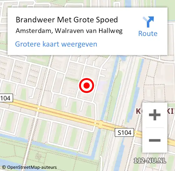 Locatie op kaart van de 112 melding: Brandweer Met Grote Spoed Naar Amsterdam, Walraven van Hallweg op 14 januari 2023 17:09