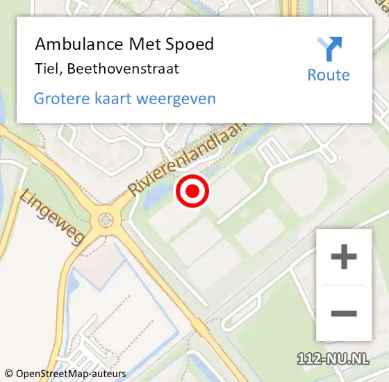 Locatie op kaart van de 112 melding: Ambulance Met Spoed Naar Tiel, Beethovenstraat op 14 januari 2023 17:16