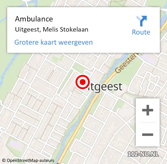 Locatie op kaart van de 112 melding: Ambulance Uitgeest, Melis Stokelaan op 14 januari 2023 17:33