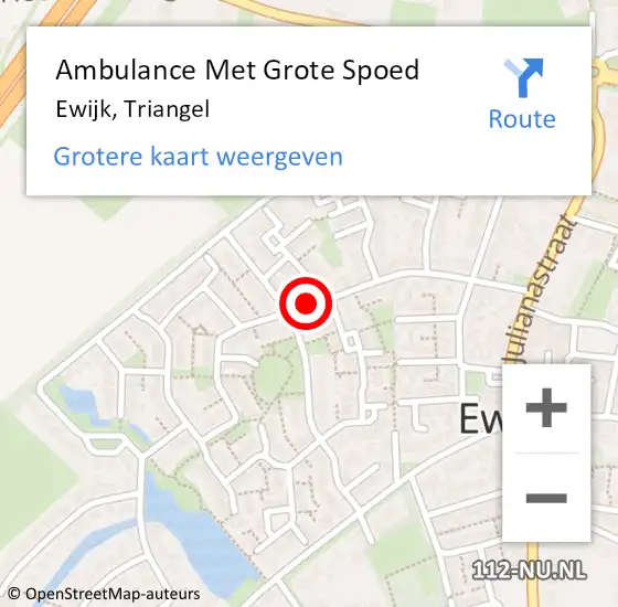 Locatie op kaart van de 112 melding: Ambulance Met Grote Spoed Naar Ewijk, Triangel op 14 januari 2023 17:43