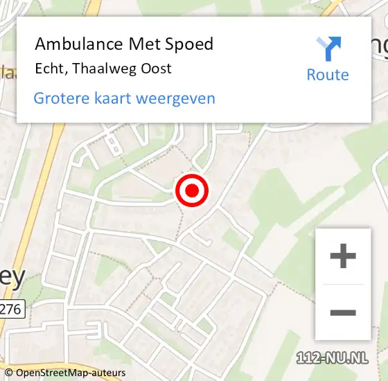 Locatie op kaart van de 112 melding: Ambulance Met Spoed Naar Echt, Thaalweg Oost op 14 januari 2023 17:47