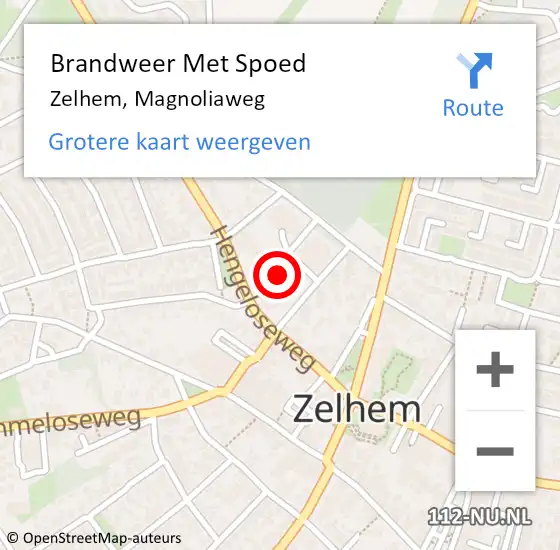 Locatie op kaart van de 112 melding: Brandweer Met Spoed Naar Zelhem, Magnoliaweg op 14 januari 2023 18:03