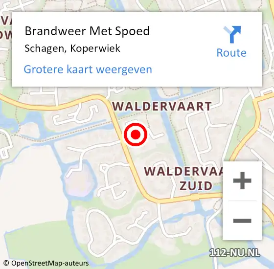 Locatie op kaart van de 112 melding: Brandweer Met Spoed Naar Schagen, Koperwiek op 14 januari 2023 18:08